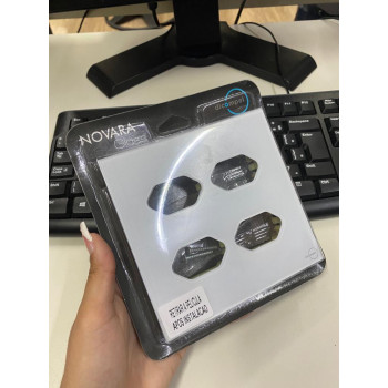 Placa p/ 4 Tomadas 4x4 - Novara Glass Branco Placa p/ 4 Tomadas 4x4 - Novara Glass Branco